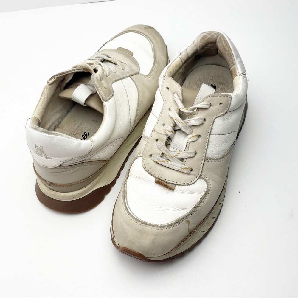 MADEWELL Antique Cream Kickoff Trainer Sneakers, Size 7